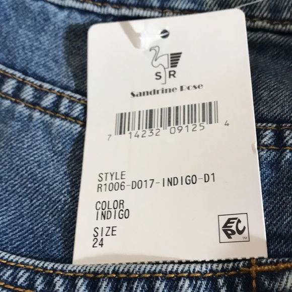 Sandrine Rose X Free People Distressed Denim Jeans Indigo Button Fly 24 NWT - Picture 5 of 7